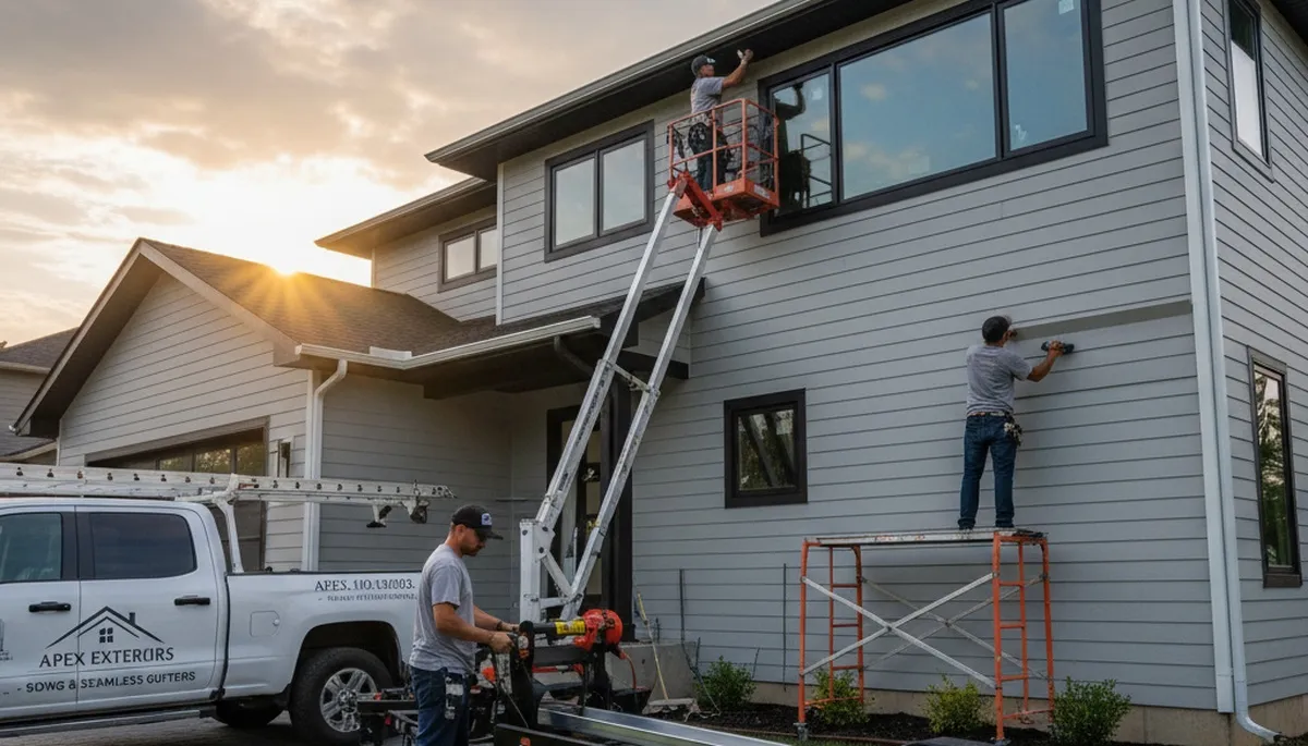 Seamless gutter installation on vinyl-sided home in Denver, CO by Next Level Exteriors